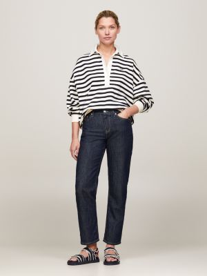 denim classics straight jeans mit hohem bund und th-monogramm für damen - tommy hilfiger