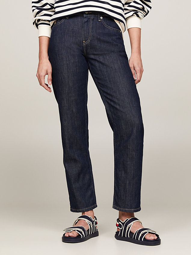 denim classics straight jeans mit hohem bund und th-monogramm für damen - tommy hilfiger