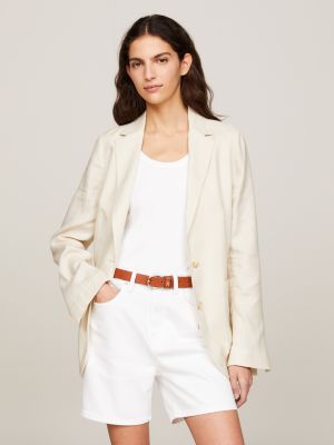 beige leichtgewichtiger einreihiger blazer für damen - tommy hilfiger