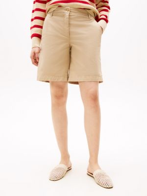 brown relaxed chino shorts for women tommy hilfiger