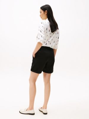 black relaxed chino shorts for women tommy hilfiger