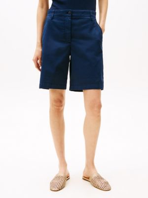 blue relaxed chino shorts for women tommy hilfiger