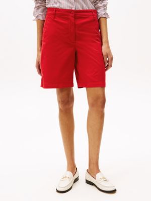 rot relaxed fit chino-shorts für damen - tommy hilfiger