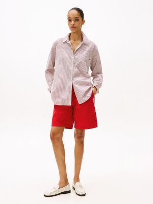 red relaxed chino short voor dames - tommy hilfiger