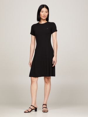 Long black fit and hotsell flare dress