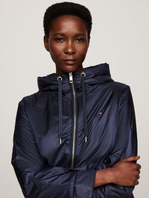 Hooded Padded Zip-Thru Jacket | Blue | Tommy Hilfiger