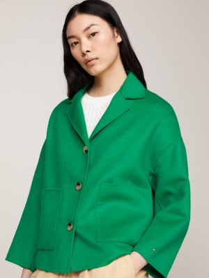 giacca double face con bandierina in metallo verde da donne tommy hilfiger