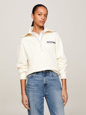 Tommy Hilfiger Women's Bungee Hem Quarter Zip Pullover, Botanical, Small at   Women's Clothing store