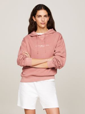 Tommy Hilfiger Sherpa Sweatshirt Women's M Rainbow Logo Pink