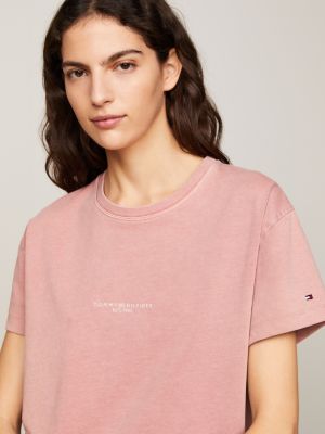 Womens pink tommy store hilfiger t shirt