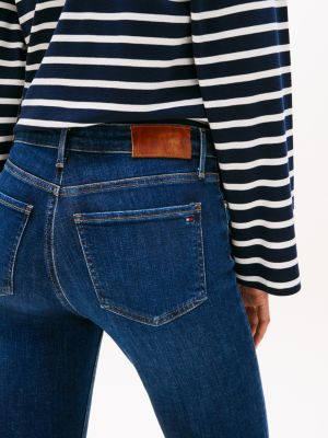 blau como skinny jeans mit mittelhohem bund für damen - tommy hilfiger