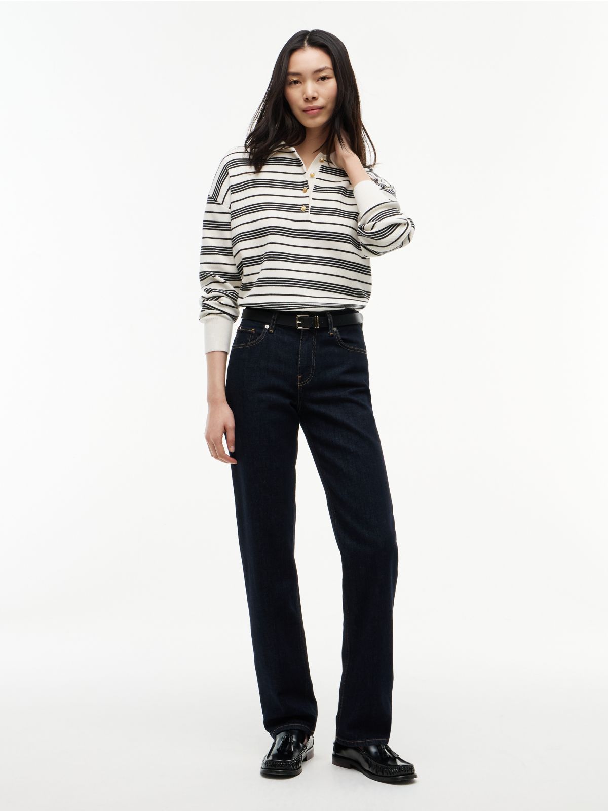 Mid Rise Classic Straight Jeans — Blue