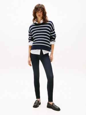 blue como skinny jeans mit mittelhohem bund für damen - tommy hilfiger