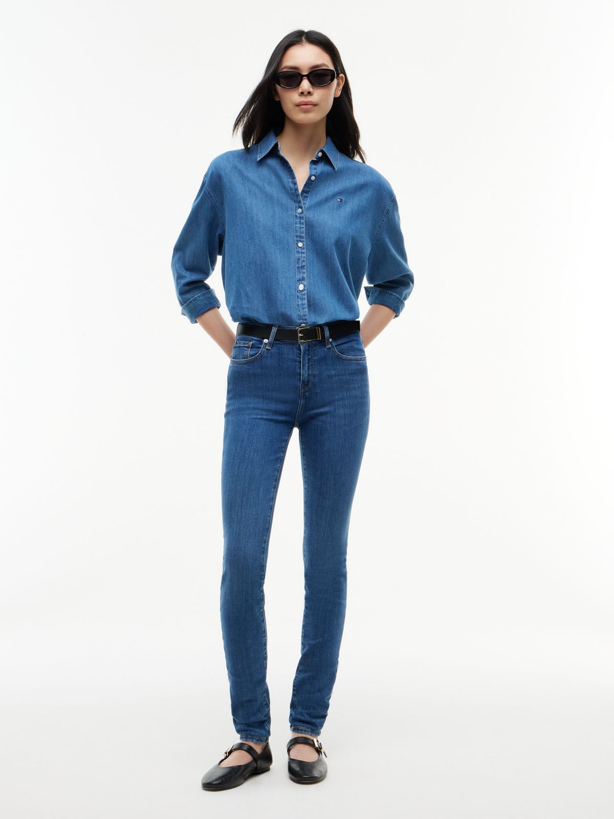 Como Mid Rise Skinny Jeans — Blue