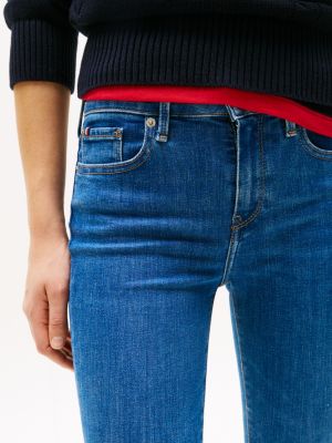 vaqueros como ceñidos de talle medio en azul claro azul de mujeres tommy hilfiger