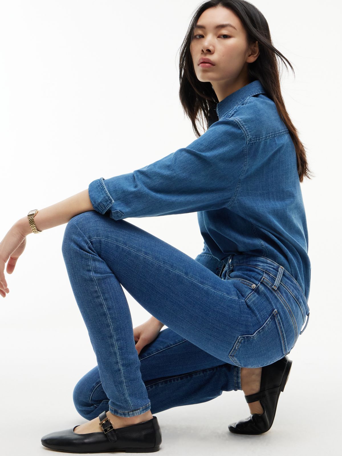 Como Mid Rise Skinny Jeans — Blue