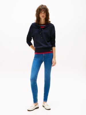 blue como skinny jeans mit mittelhohem bund für damen - tommy hilfiger