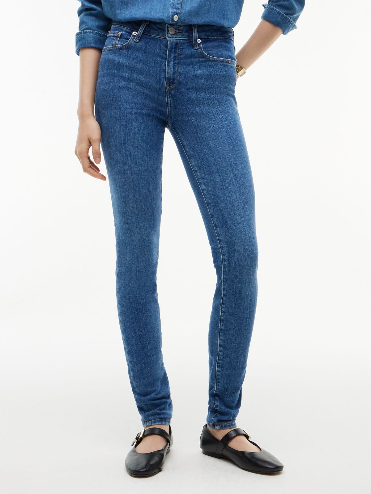 Como Mid Rise Skinny Jeans — Blue