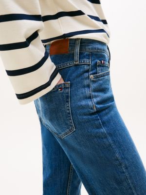 blau classic straight jeans mit mittelhohem bund für damen - tommy hilfiger