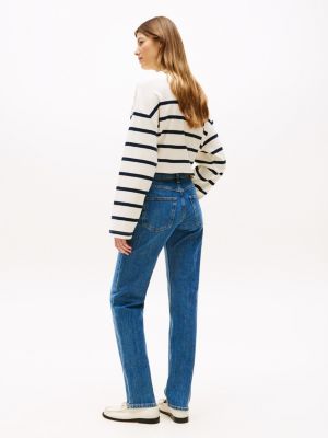 blau classic straight jeans mit mittelhohem bund für damen - tommy hilfiger