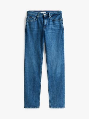 blau classic straight jeans mit mittelhohem bund für damen - tommy hilfiger