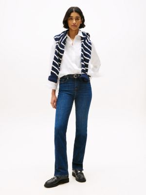 blue bootcut jeans mit mittelhohem bund für damen - tommy hilfiger