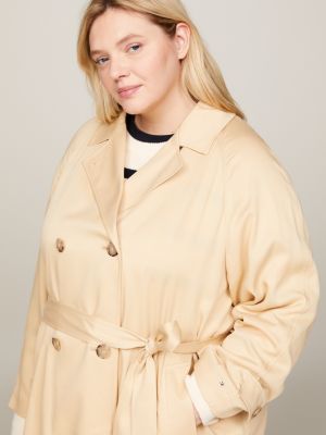 Curve Double Breasted Relaxed Trench Coat | Beige | Tommy Hilfiger