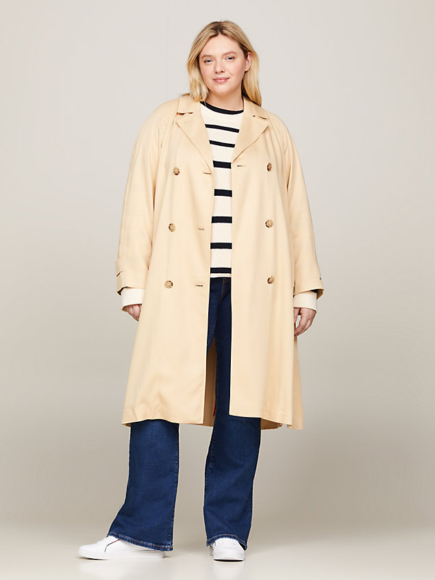 trench curve doppiopetto relaxed fit beige da donne tommy hilfiger