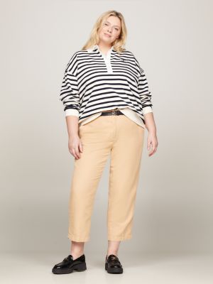 pantaloni curve straight fit aderenti beige da donne tommy hilfiger