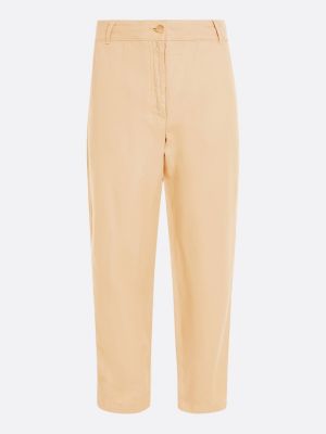 pantaloni curve straight fit aderenti beige da donne tommy hilfiger