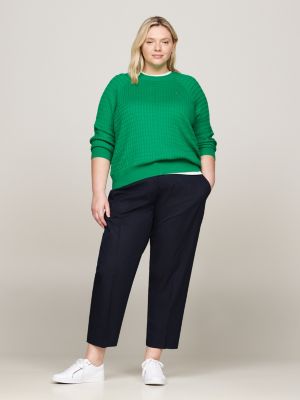 pantalón curve de pernera recta y corte slim azul de mujeres tommy hilfiger