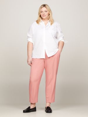 pink curve slim straight trousers for women tommy hilfiger