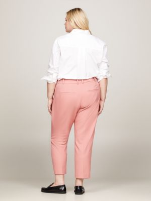 pink curve slim straight trousers for women tommy hilfiger