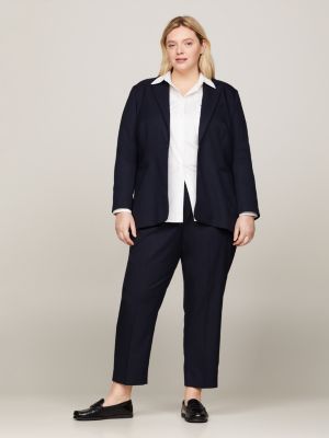 blue curve single breasted regular fit blazer for women tommy hilfiger