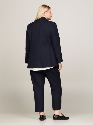 blau curve einreihiger regular fit blazer für damen - tommy hilfiger