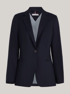 blue curve single breasted regular fit blazer for women tommy hilfiger