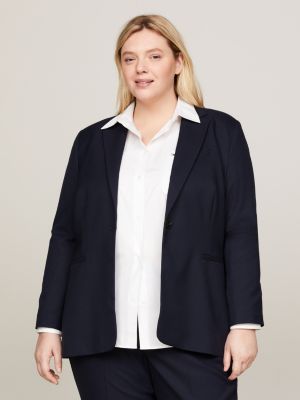 blue curve single breasted regular fit blazer for women tommy hilfiger