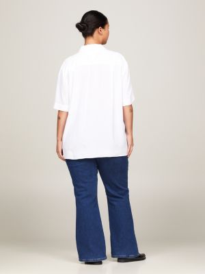 Curve Essential Fluid Relaxed Short Sleeve Shirt, White