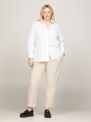 white curve oversized fit bluse mit brusttasche für damen - tommy hilfiger