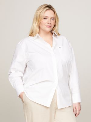 Curve Patch Pocket Oversized Shirt White Tommy Hilfiger