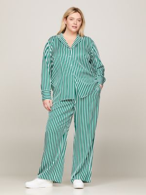 camicia curve relaxed fit a righe verde da donne tommy hilfiger