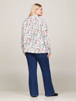 camicia th monogram curve relaxed fit bianco da donne tommy hilfiger