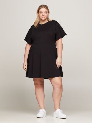 Curve Fit And Flare Midi Dress Black Tommy Hilfiger