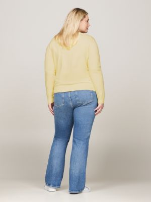 pullover curve in jersey con scollatura a v giallo da donne tommy hilfiger