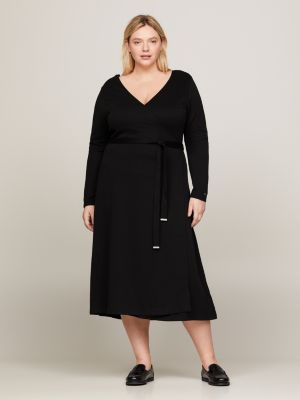 Plus size black wrap dress