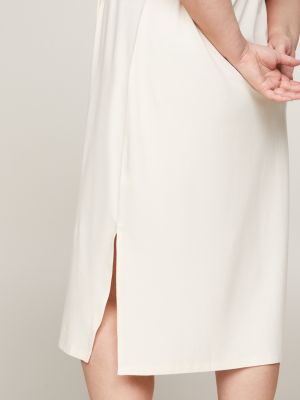 beige curve midi-polokleid mit knopfloser leiste für damen - tommy hilfiger