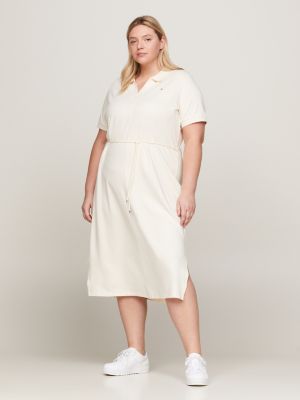 Curve Open Placket Midi Polo Dress Beige Tommy Hilfiger