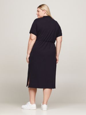 abito polo midi curve con scollatura a v blu da donne tommy hilfiger