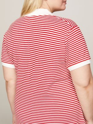 abito polo curve a righe con scollatura a v rosso da donne tommy hilfiger