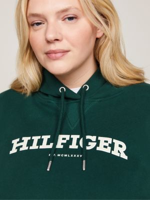 felpa hilfiger monotype curve con logo verde da donne tommy hilfiger